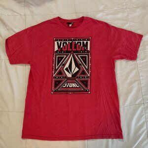VOLCOM STONE Red Black  Logo Graphic Tee Shirt Skate Surf Men sz Large